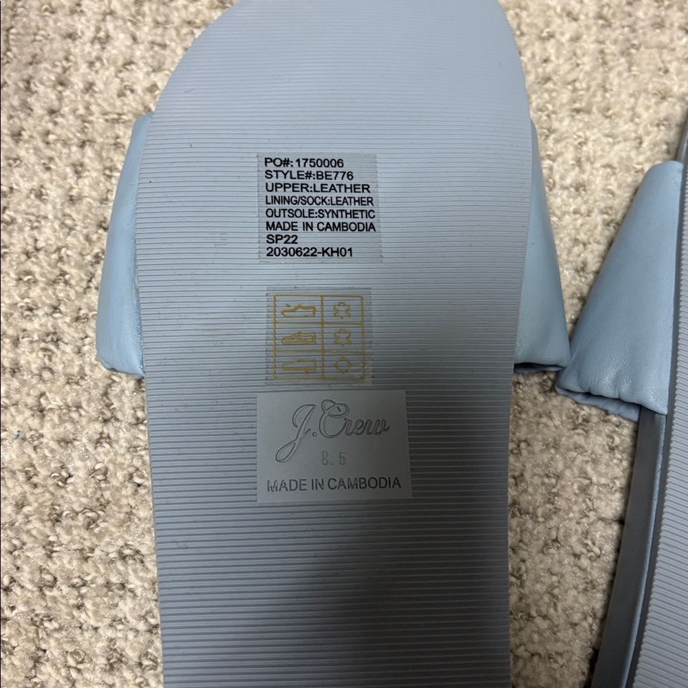New! J.Crew Light Blue leather Slide Sandals - Picture 2 of 3